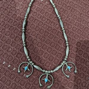 Vintage silver and turquoise baby squash necklace